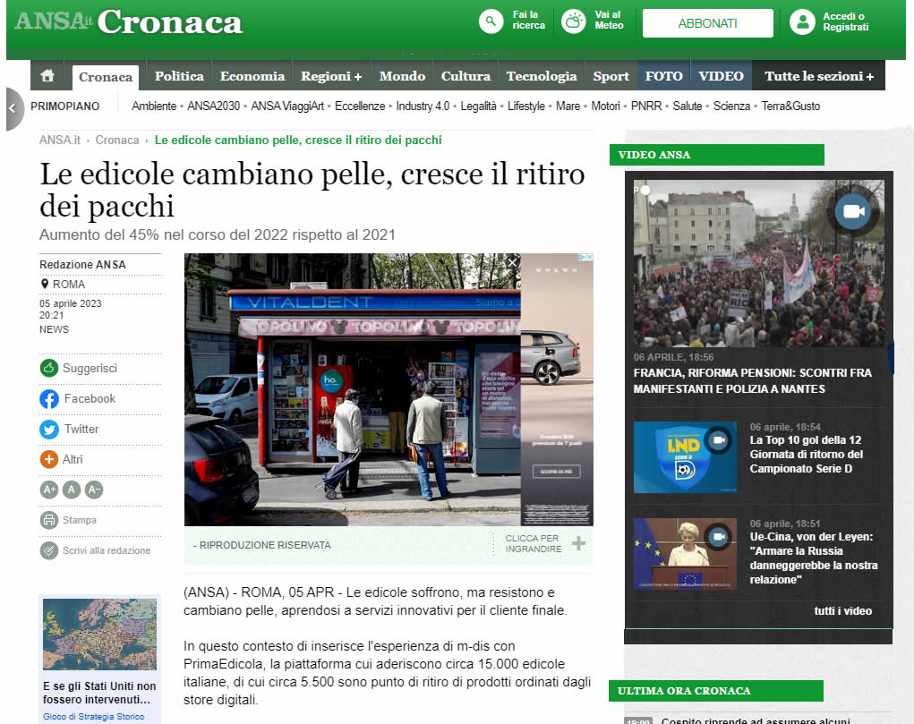 Le edicole cambiano pelle, cresce il ritiro dei pacchi
