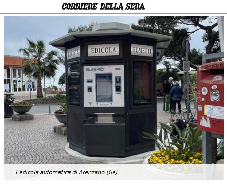 Apre la prima edicola automatica: ad Arenzano, in Liguria, quotidiani, riviste e fumetti li distribuisce un «robot»