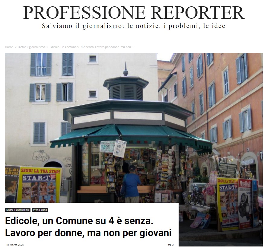 Edicole, un Comune su 4 è senza. Lavoro per donne, ma non per giovani